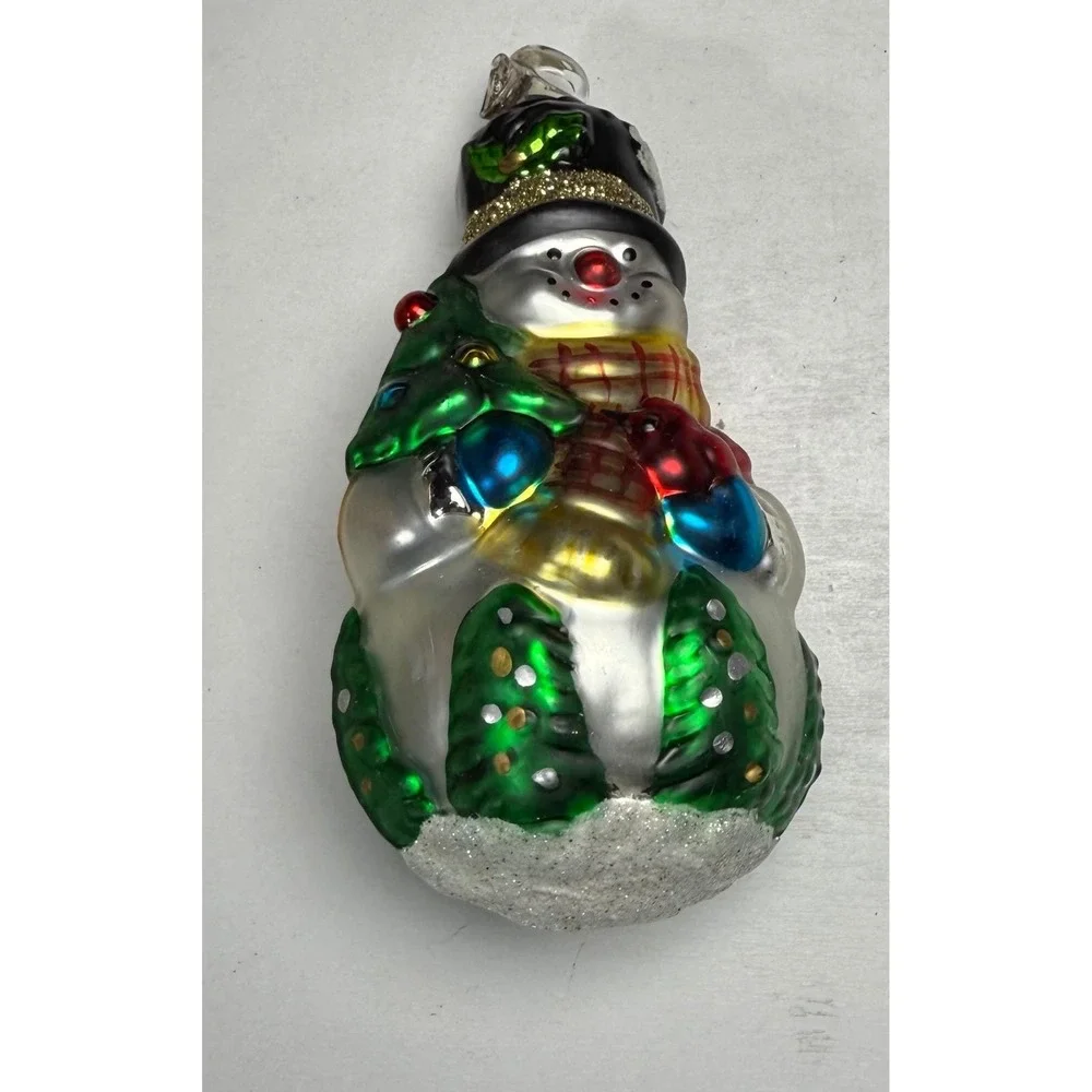 House Of Lloyd Simmering Heirlooms Blown Glass‎ Christmas Snowman Ornament